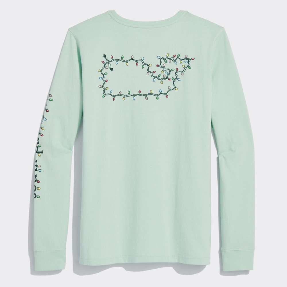 🐳 Vineyard Vines whale light outline long-sleeve pocket tee 🐳